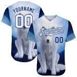 White-Royal Authentic Design Pattern Custom Jersey 3D Wolf Navy Baseball White-Royal Authentic Design Pattern Custom Jersey 3D Wolf Navy Baseball