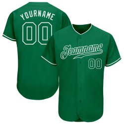 Jersey Green-White Green Custom Baseball Kelly Kelly Authentic