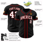 Custom Black Authentic White-Red Jersey Baseball Custom Black Authentic White-Red Jersey Baseball