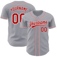Baseball Custom Red-White Authentic Jersey Gray