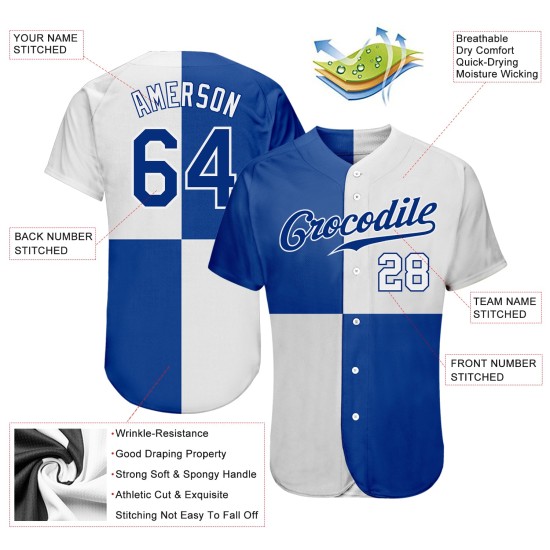 Baseball Royal Jersey Pattern Multicolor Custom Authentic White 3D Design Baseball Royal Jersey Pattern Multicolor Custom Authentic White 3D Design