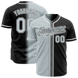 Silver-White Authentic Fashion Baseball Jersey Custom Black Gradient