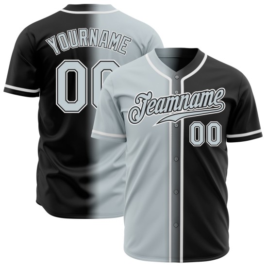 Silver-White Authentic Fashion Baseball Jersey Custom Black Gradient Silver-White Authentic Fashion Baseball Jersey Custom Black Gradient