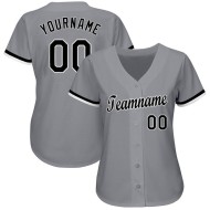Custom Gray Black-White Baseball Jersey Custom Gray Black-White Baseball Jersey