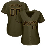 Custom Olive Black-Old Gold Authentic Salute To Service Baseball Jersey Custom Olive Black-Old Gold Authentic Salute To Service Baseball Jersey