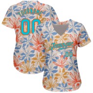 3D Jersey Blue-Orange Baseball Custom Design White Lakes Pattern Leaves Authentic 3D Jersey Blue-Orange Baseball Custom Design White Lakes Pattern Leaves Authentic