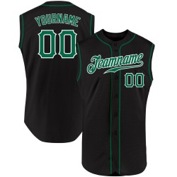 Kelly Black Green-White Sleeveless Authentic Jersey Custom Baseball