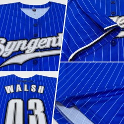 Custom Royal White Pinstripe White-Black Authentic Baseball Jersey Custom Royal White Pinstripe White-Black Authentic Baseball Jersey