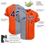 Custom Orange Fashion Split Baseball Authentic Navy-Gray Jersey Custom Orange Fashion Split Baseball Authentic Navy-Gray Jersey