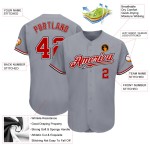 Authentic Baseball Gray Custom Jersey Red White-Black Authentic Baseball Gray Custom Jersey Red White-Black