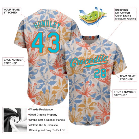 3D Jersey Blue-Orange Baseball Custom Design White Lakes Pattern Leaves Authentic 3D Jersey Blue-Orange Baseball Custom Design White Lakes Pattern Leaves Authentic