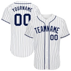 Navy Authentic Navy Jersey Baseball Custom White Pinstripe