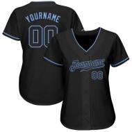 Custom Black Black-Light Blue Authentic Baseball Jersey Custom Black Black-Light Blue Authentic Baseball Jersey