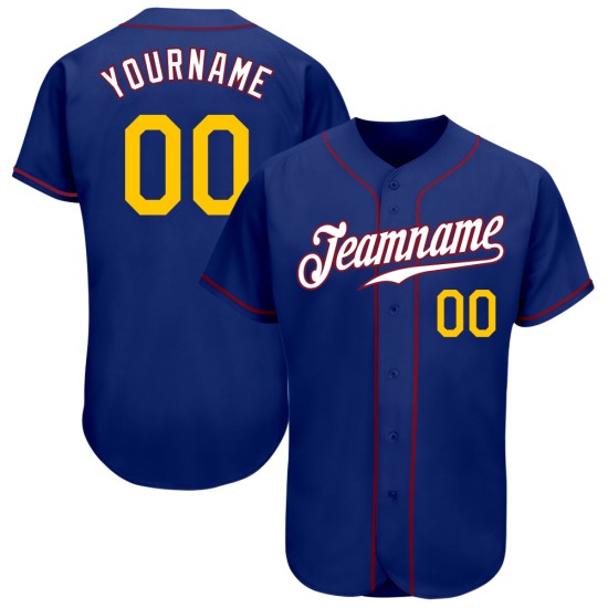 Jersey Baseball Royal Custom Authentic Gold-Crimson Jersey Baseball Royal Custom Authentic Gold-Crimson