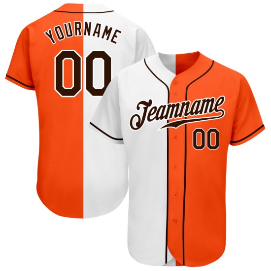 Baseball Fashion Custom Split Brown-White Jersey Authentic Orange Baseball Fashion Custom Split Brown-White Jersey Authentic Orange
