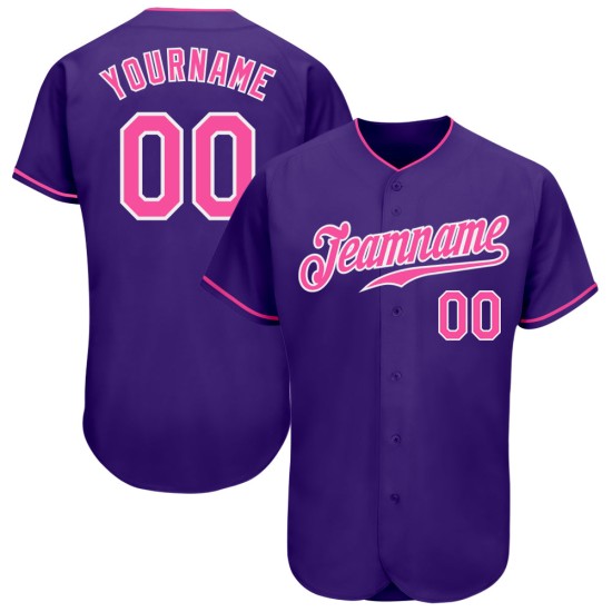 Authentic Purple Jersey Pink-White Custom Baseball Authentic Purple Jersey Pink-White Custom Baseball
