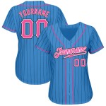Pink-White Black Pinstripe Authentic Powder Custom Baseball Blue Jersey Pink-White Black Pinstripe Authentic Powder Custom Baseball Blue Jersey