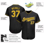 Authentic Jersey Custom Black Baseball Gold-White Authentic Jersey Custom Black Baseball Gold-White