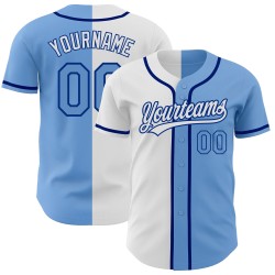 Light Custom Authentic Baseball Jersey Blue Blue White-Royal Light Split Fashion