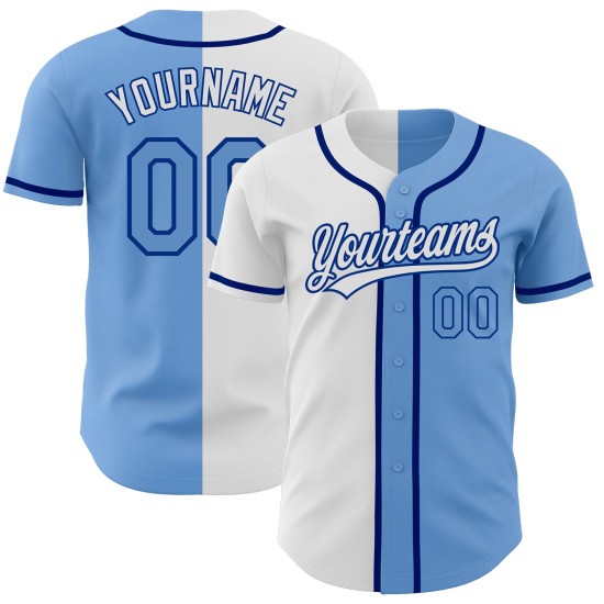 Light Custom Authentic Baseball Jersey Blue Blue White-Royal Light Split Fashion Light Custom Authentic Baseball Jersey Blue Blue White-Royal Light Split Fashion