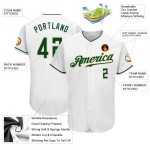 Baseball Custom Green-Cream Authentic White Jersey Baseball Custom Green-Cream Authentic White Jersey