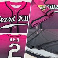 Custom Pink White-Black Authentic Fade Fashion Baseball Jersey Custom Pink White-Black Authentic Fade Fashion Baseball Jersey
