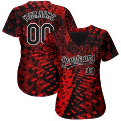 Authentic Design Jersey Black-White Baseball 3D Custom Pattern Red Authentic Design Jersey Black-White Baseball 3D Custom Pattern Red