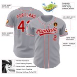 Baseball Custom Red-White Authentic Jersey Gray Baseball Custom Red-White Authentic Jersey Gray