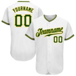 Authentic Baseball Jersey White Green-Gold Custom Authentic Baseball Jersey White Green-Gold Custom