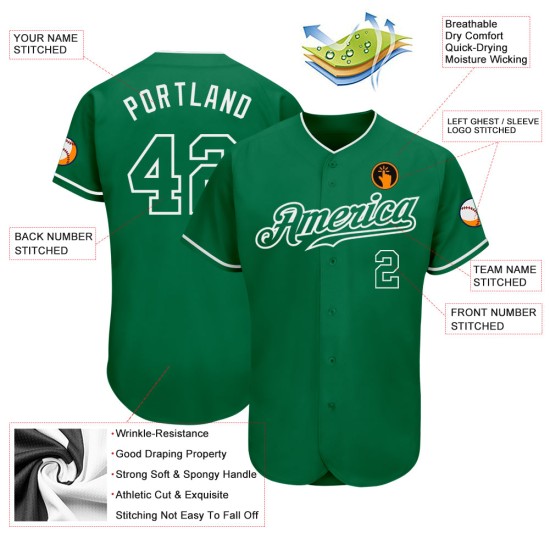 Jersey Green-White Green Custom Baseball Kelly Kelly Authentic Jersey Green-White Green Custom Baseball Kelly Kelly Authentic