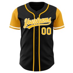Baseball Tone Authentic Jersey Gold-White Two Custom Black Baseball Tone Authentic Jersey Gold-White Two Custom Black