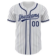 Custom White Navy Pinstripe Navy Authentic Baseball Jersey Custom White Navy Pinstripe Navy Authentic Baseball Jersey