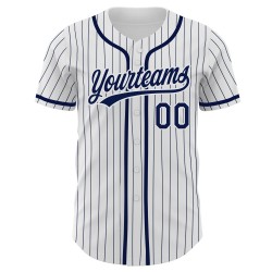 Custom White Navy Pinstripe Navy Authentic Baseball Jersey Custom White Navy Pinstripe Navy Authentic Baseball Jersey