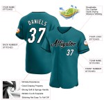 White-Black Jersey Custom Baseball Authentic Teal White-Black Jersey Custom Baseball Authentic Teal